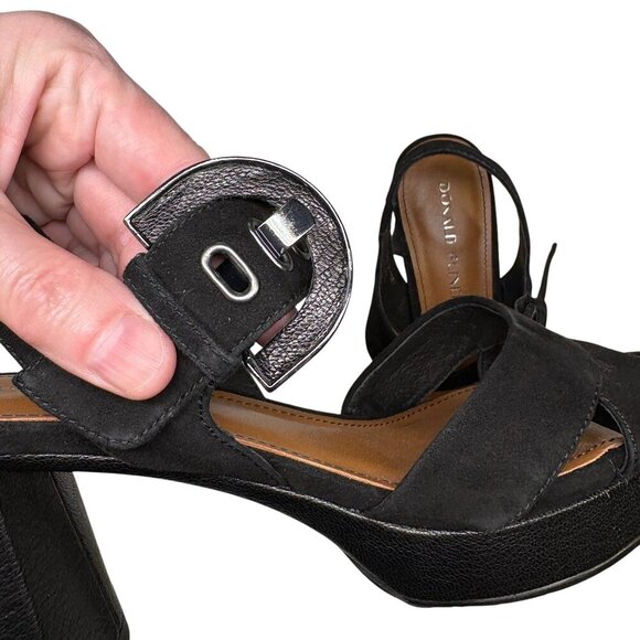 Donald J. Pliner Black Suede Kayta Platform Block High Heels Women's Size 8.5 - Picture 6 of 7